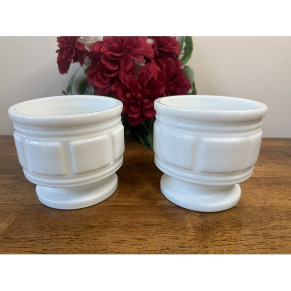 Vintage Milk Glass Planters Pedestal Base White MCM‎ Indoor Garden Wedding Decor